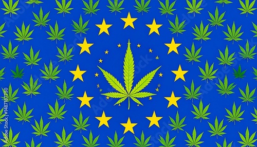 European Union Marijuana Legalization and EU Cannabis as a legalising Medical weed symbol for medicinal pot as a symbol of Europe drug policy and photo