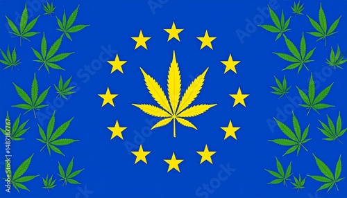 European Union Marijuana Legalization and EU Cannabis as a legalising Medical weed symbol for medicinal pot as a symbol of Europe drug policy and photo