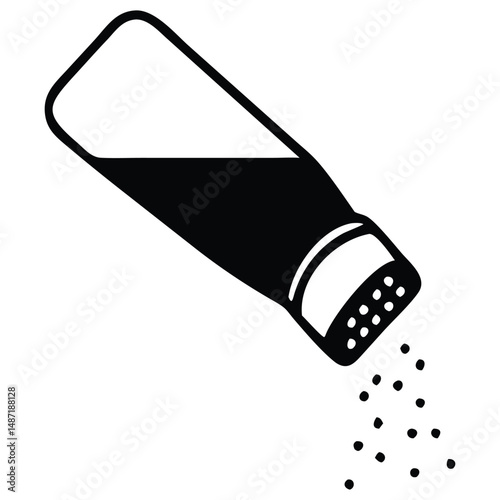 Salt Shaker Dispenser Vector Illustration Minimalist Black and White