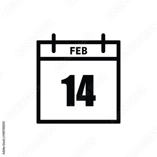 calender icon, 14 february icon with white background