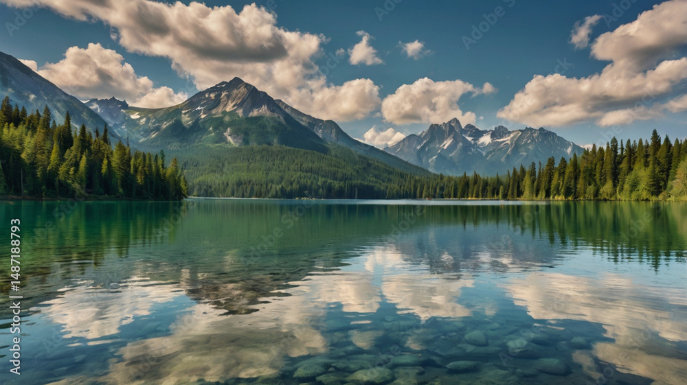 Fototapeta premium mountain lake in the morning