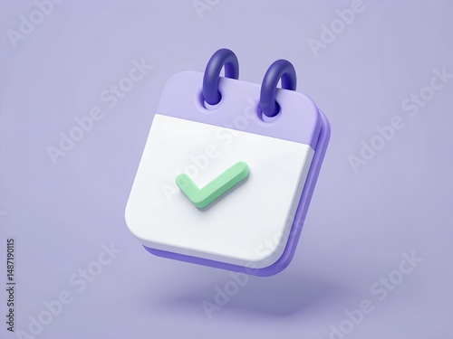 Calendar With a Check Mark Indicates a Completed Task	