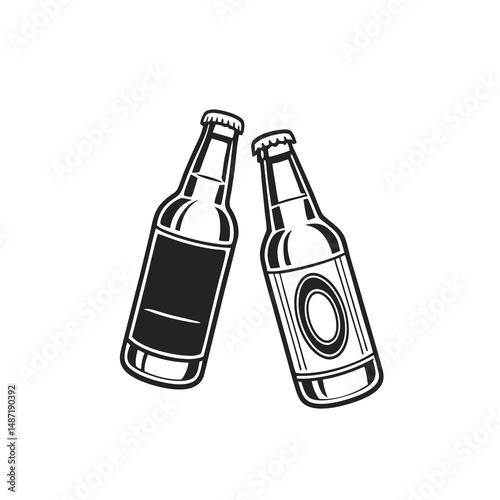 Beer bottles vector icons with white background. Adobe Illustrator Artwork