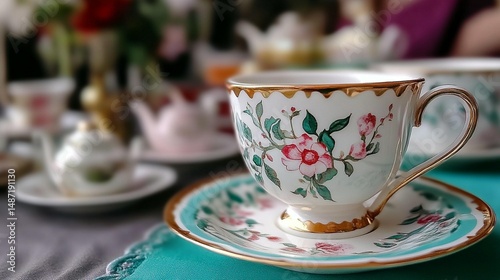 Floral Teacup and Saucer Set