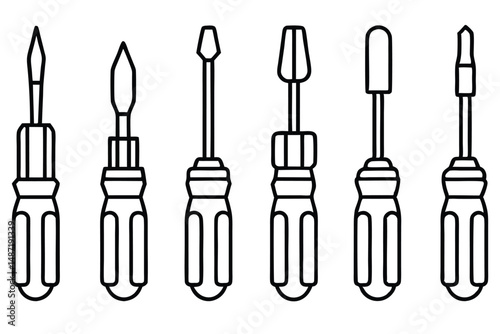 Electric screwdriver ideal home tool Line art