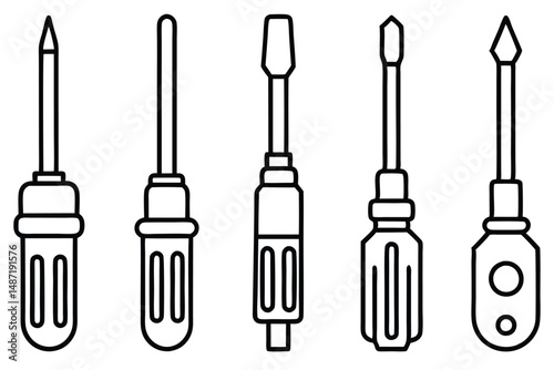 Electric screwdriver easy handling Line art
