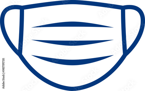 Blue and white mask icon. Medical Face Mask - Icon. Coronavirus vector illustration. Respirator virus protection sign
