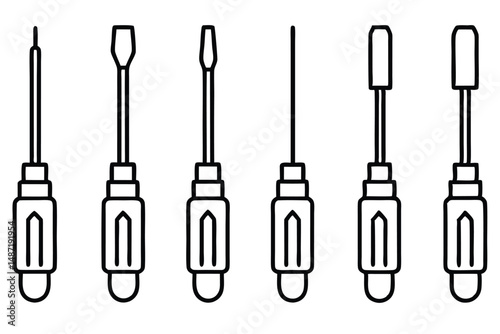 Electric screwdriver saves time Line art