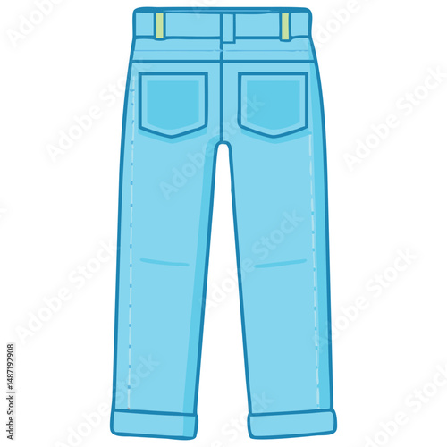 Light Blue Jeans Back View Illustration for Kids Fashion
