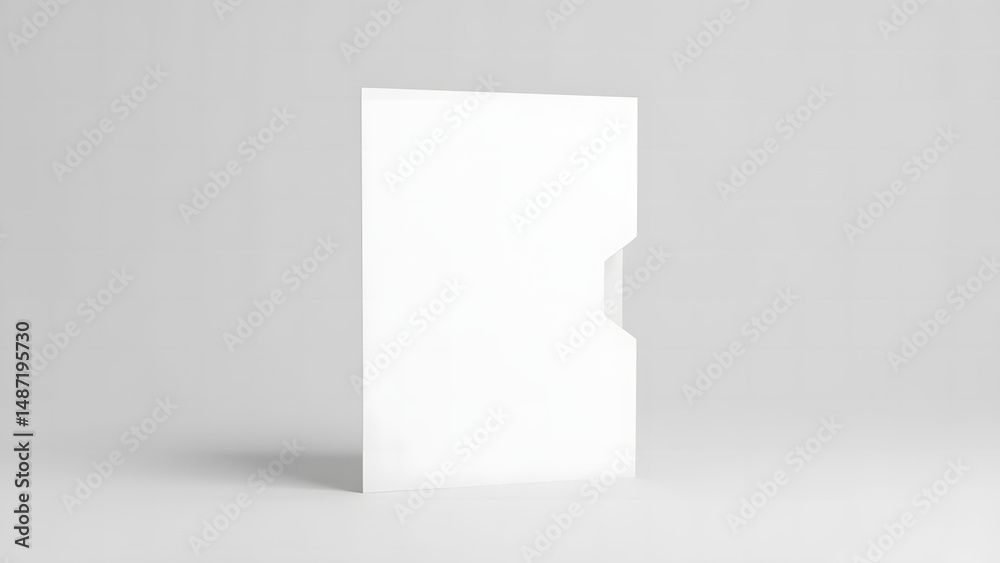 Fototapeta premium White Square Folder Mockup with Thumb Cutout on Gray Background