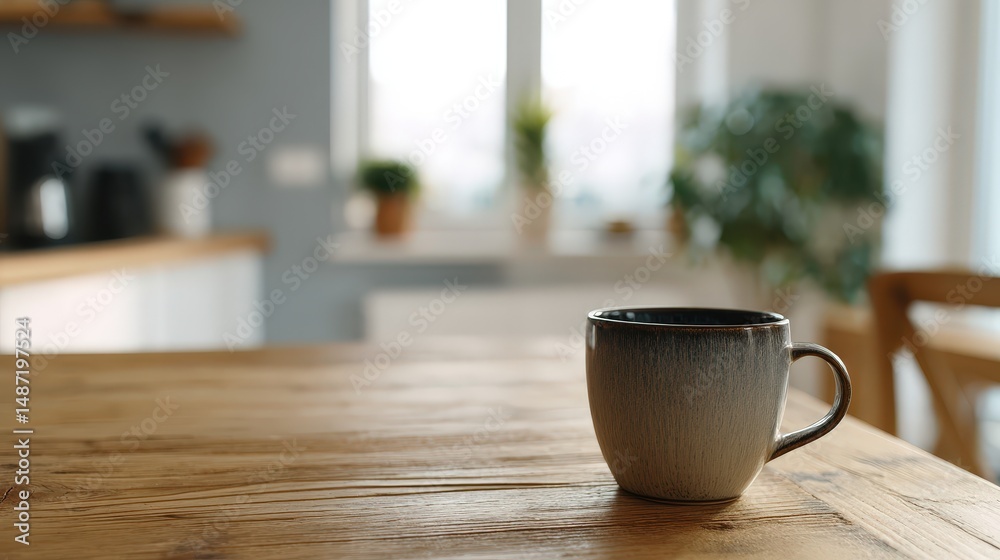 Fototapeta premium Cozy mug on rustic wooden kitchen table.