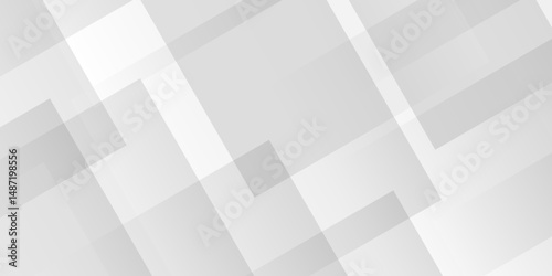 Vector white and gray overlap triangle geometric technology pattern. minimal rectangle arranged white lines transparent web square background layers. overlap web presentation banner tech design.