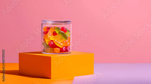 Delicious organic CBD gummies on minimalist display platform