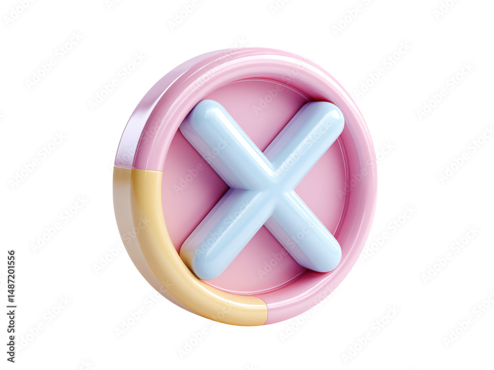 Obraz premium 3D render soft pastel CANCEL icon