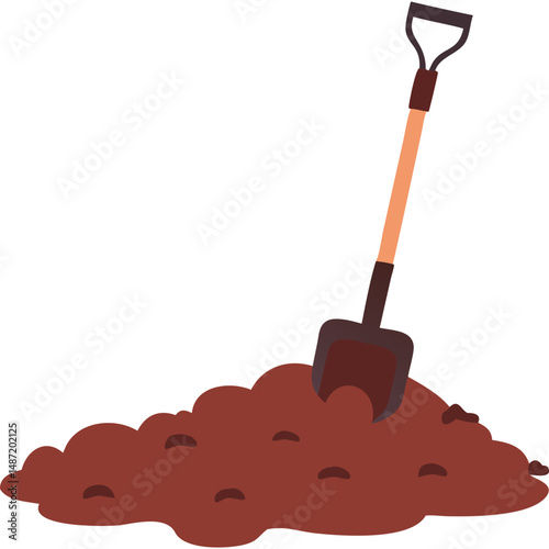 Shovel in Soil Gardening Agriculture Tool Vector Illustration