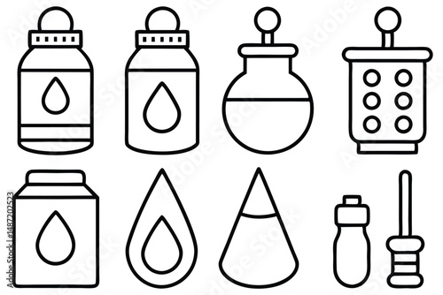 Electrolyte solution ion movement Line art