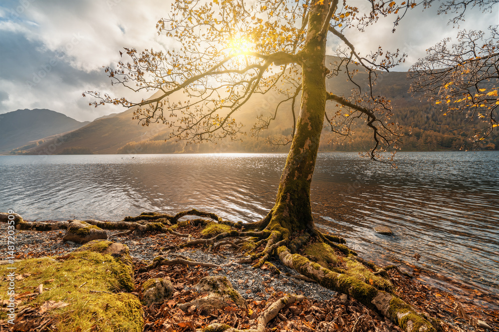 Buttermere lake in Lake District in autumn season. England. UK
