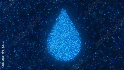 Tear Water Drop Shaped Blue Point Lights Sparkle Neon Glow Particles - Abstract Background Texture