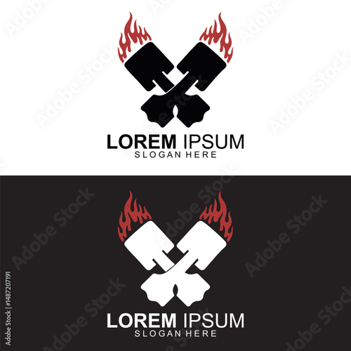 Engine Repair Logo Design with Fire Pistons