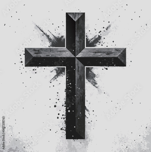 Illustrative Cross with Rough Texture