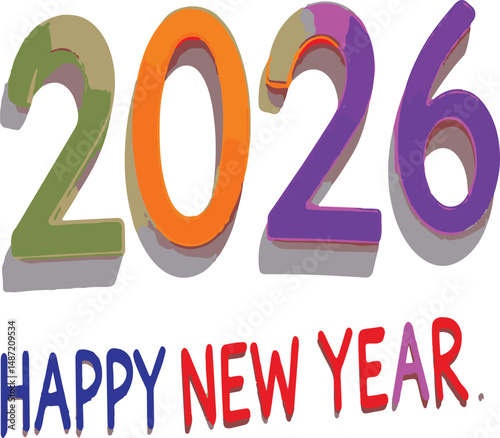 Happy new year 2026 concept. Happy New Year and Christmas 2026 modern art banner or background, ideal for branding, banners, greeting cards, social media, and cover designs.