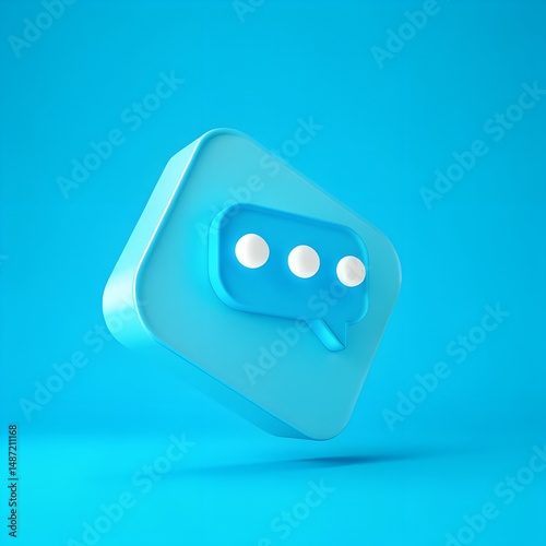 Chatting icon on blue background 3D rendering minimal concept	