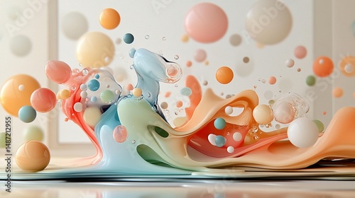 Abstract Fluid Art: Pastel Sphere Splash