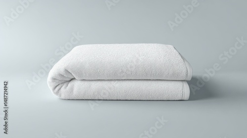 Folded soft white towel on a plain background.