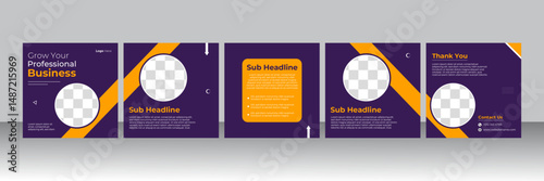 editable corporate carousel slide template for social media posts and stories design 