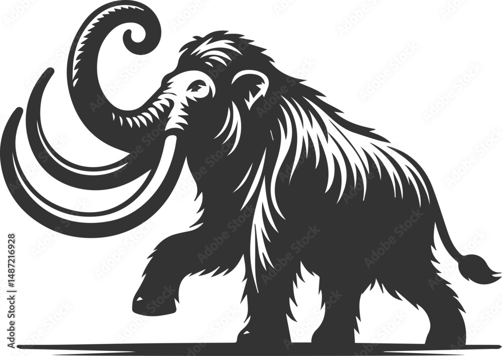 Fototapeta premium Wild animal silhouette of a mammoth vector