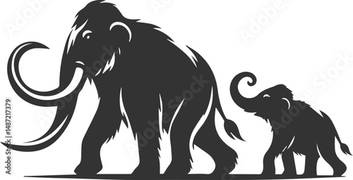 Wild animal silhouette of a mammoth vector