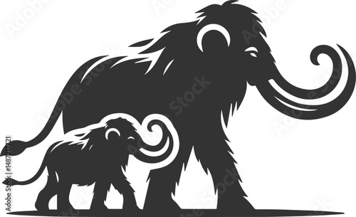 Wild animal silhouette of a mammoth vector