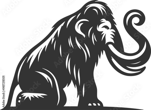Wild animal silhouette of a mammoth vector