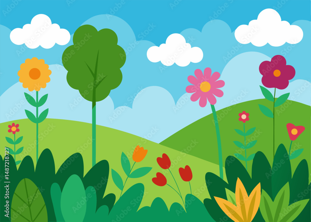 Fototapeta premium Vector coloring book for adults. Summer wild meadow flowers.