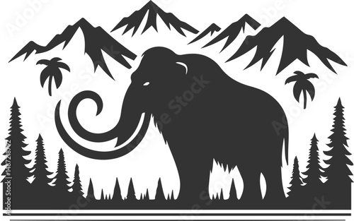 Wild animal silhouette of a mammoth vector