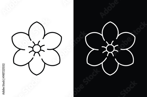 Forget Me Not Flower line Icon. Black and White Vector Design