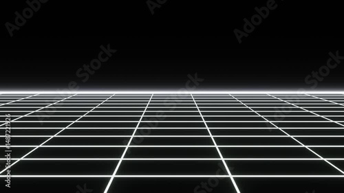 Grid glow white lines wave  animation on black background