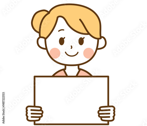 案内ボードを持っている看護師の女性のイラスト