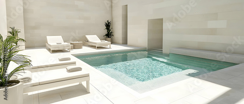 Modern White Interior Spa Pool Area