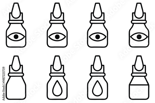 Eye drop bottles simple illustration Line art