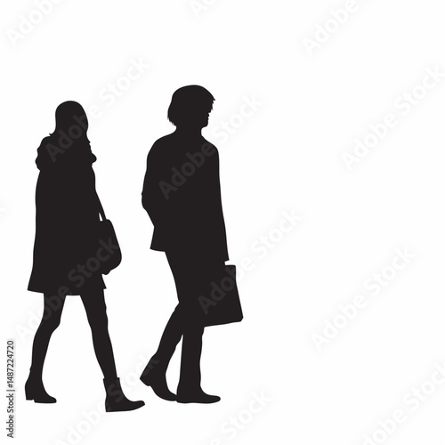 A black silhouette shows a couple, a woman and a man, walking together as a family