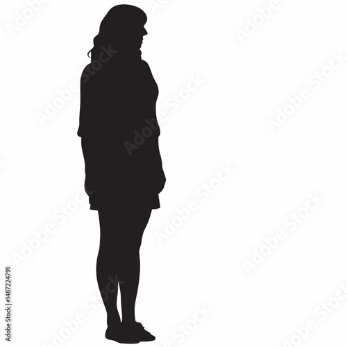 A black vector illustration shows the silhouette of a woman, a girl, and a man standing in different poses
