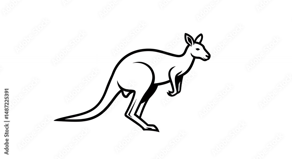 Fototapeta premium Kangaroo line art illustration