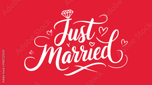 JUST MARRIED handmade calligraphy vector art