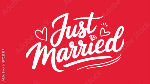 JUST MARRIED calligraphy lettering vector design