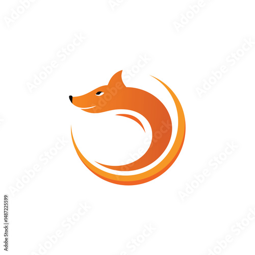 Abstract orange fox logo design illustration