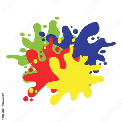 Vibrant paint splats create dynamic background pattern full of color and energy