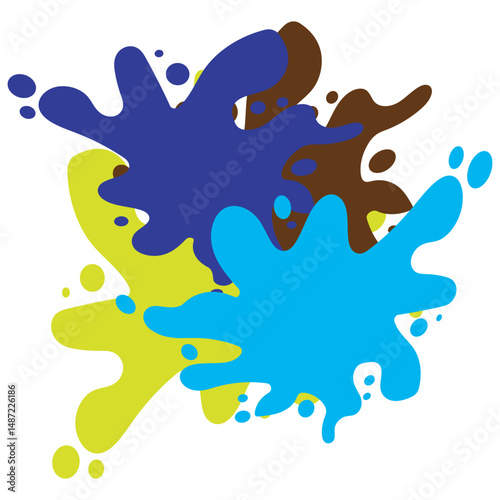 Vibrant paint splats create dynamic background pattern full of color and energy