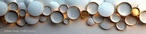 Obraz  z motywem Abstract design with circles and gold accents.