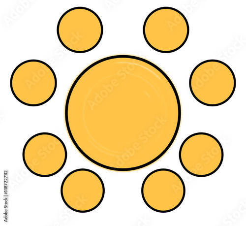 A yellow ball with dynamic patterns and geometric design elements, creating a vibrant, modern, and energetic visual composition.

